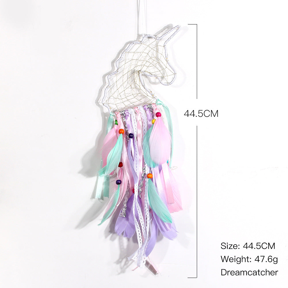 Wholesale Feather Unicorn Dream Catcher Pendant